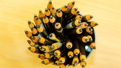 Abstract photograph of some pencils in a pot